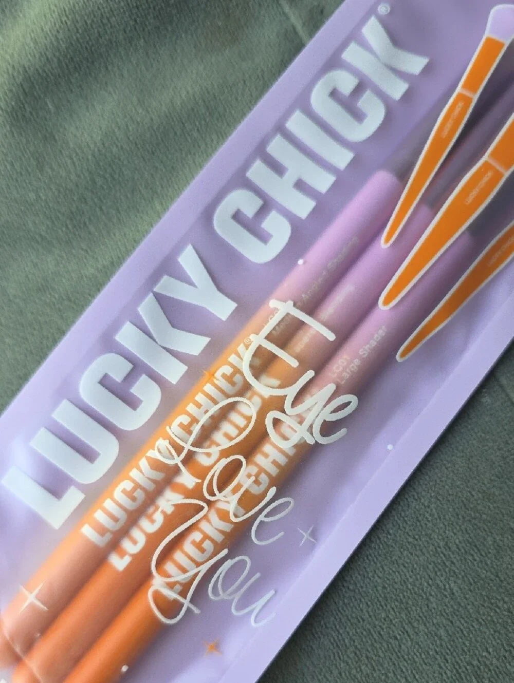 Lucky Chick Pink & Orange Eyeshadow Brush Set - 3 Pieces